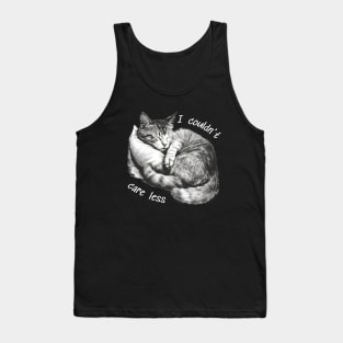 "I couldn't care less" sleeping sarcastic cat Tank Top